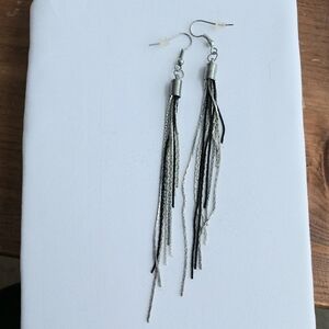 NEW Vintage Silver Toned, Black & White Tassel Earrings
